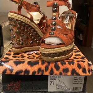 Naughty Monkey “Joshua Tree” orange, wedge sandal 7 1/2 Never worn, still in box